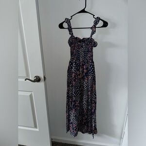 Floral Maxi Dress with Ruffled Straps